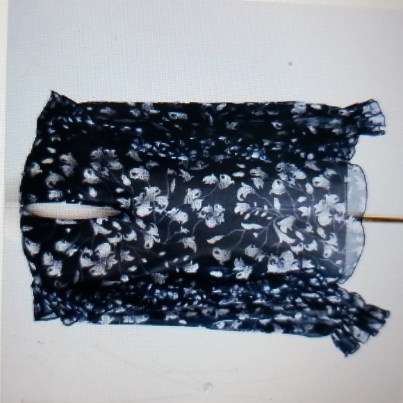 SEXY SHEER GAUZY RUFFLED FLORAL XL 44 BUST Lucky Brand Top Blouse - Picture 13 of 13